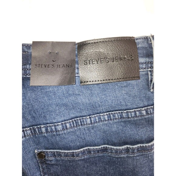 Steve's Jeans Mens Sz 30/32 Blue Dark Wash Stretch Distressed Ripped Slim Fit - Picture 5 of 6